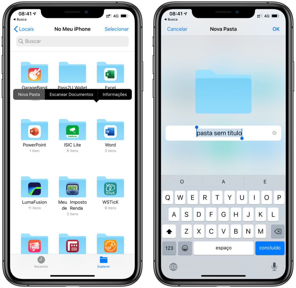 Modifique arquivos, pastas e downloads no app Arquivos do iPhone - Suporte  da Apple (BR)